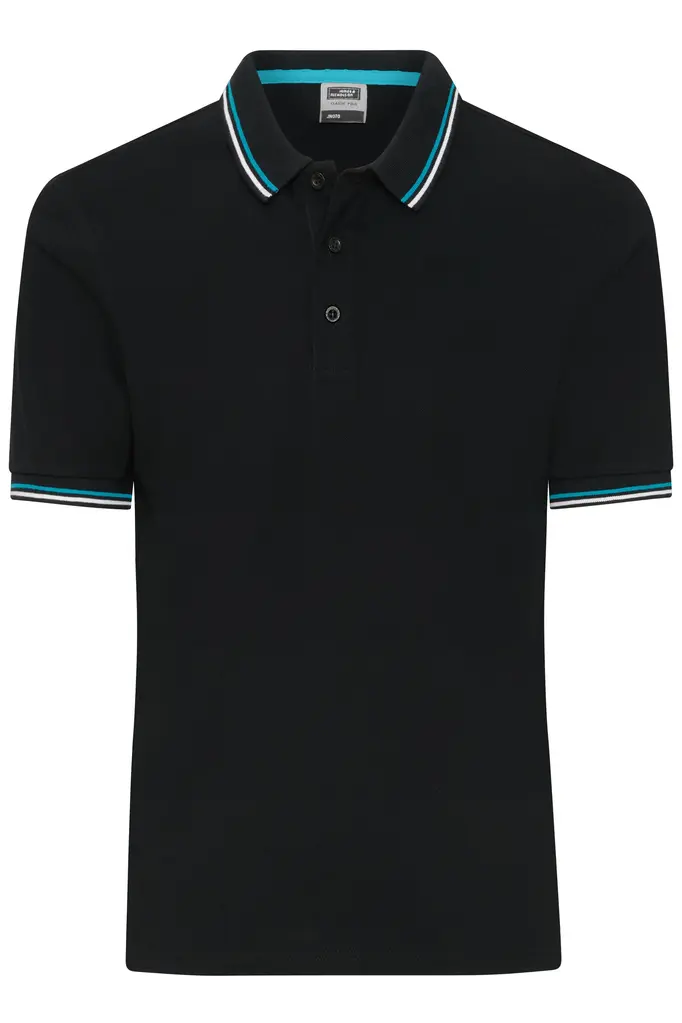 Polo majica JN1306 black/white/turquoise S-0