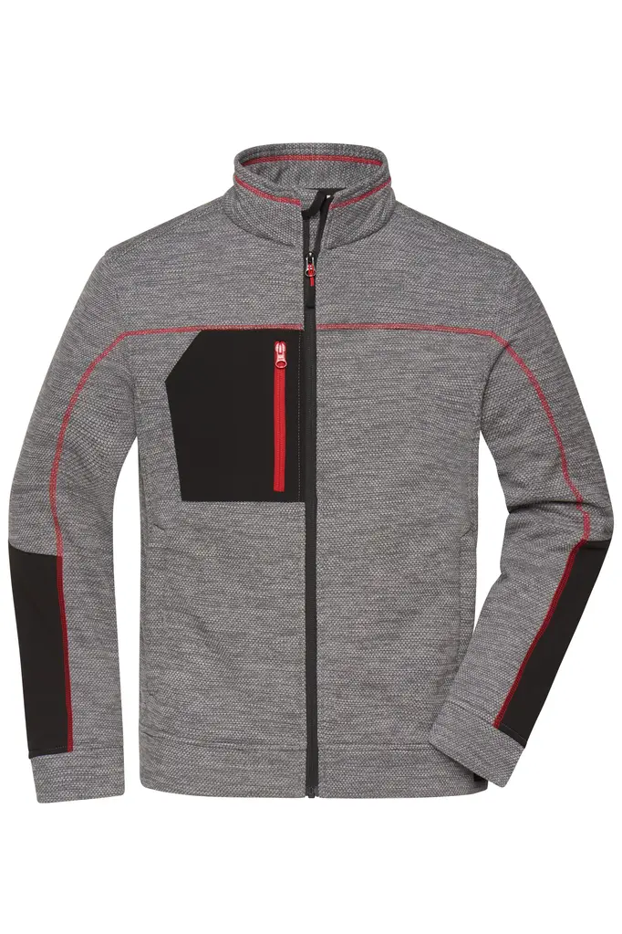 Muški flis JN1818 carbon-melange/black/red XS-0