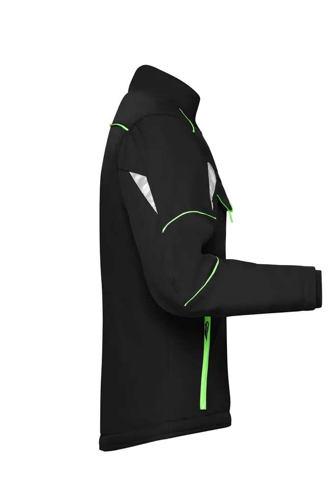 Radna softshell jakna JN853 black/lime-green XS-5