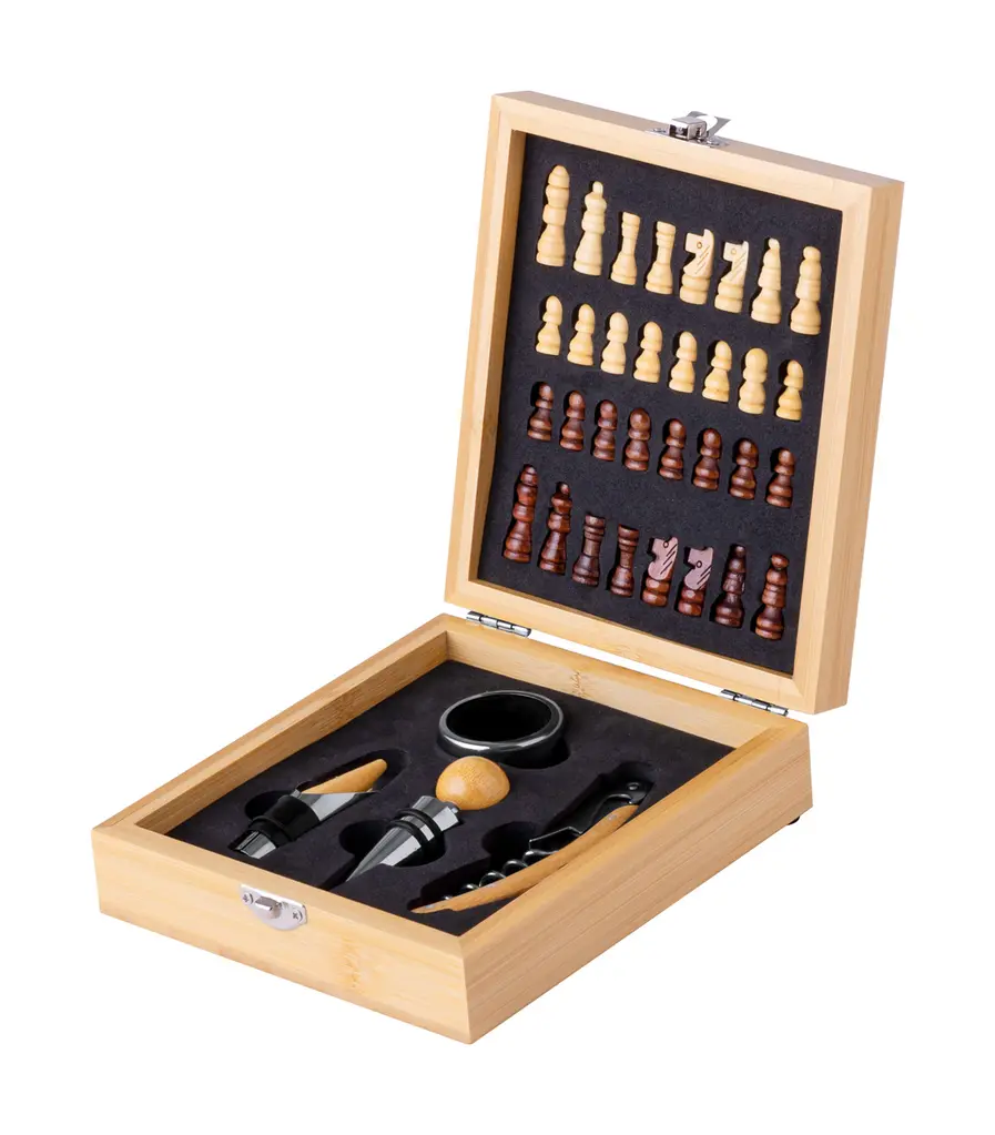 Šah i set za vino Kaspar AP734196 natural 148×168×52 mm-0
