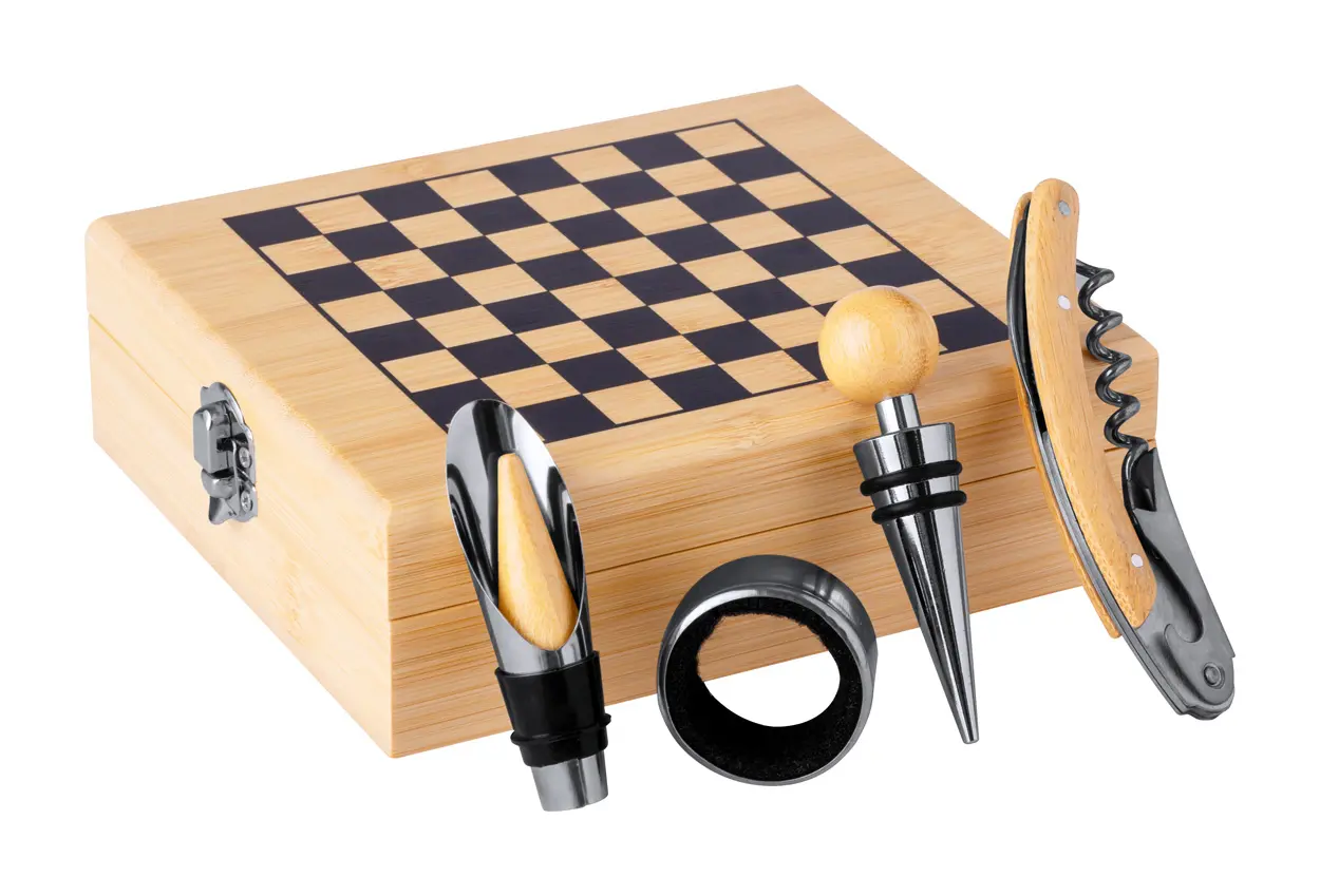 Šah i set za vino Kaspar AP734196 natural 148×168×52 mm-2