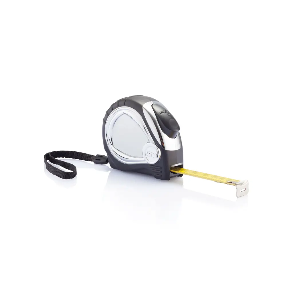 Promotivni kromirani metar s gumenom vezicom, 5m/19mm P113.40 black-1