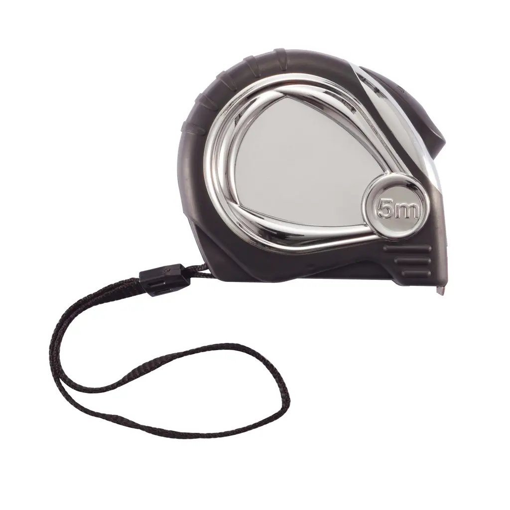 Promotivni kromirani metar s gumenom vezicom, 5m/19mm P113.40 black-4