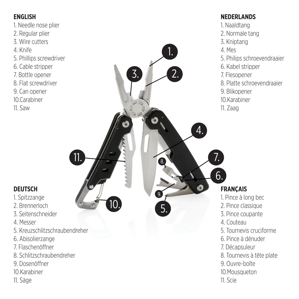 Čvrsti višenamjenski alat s karabinerom P221.33 black-7