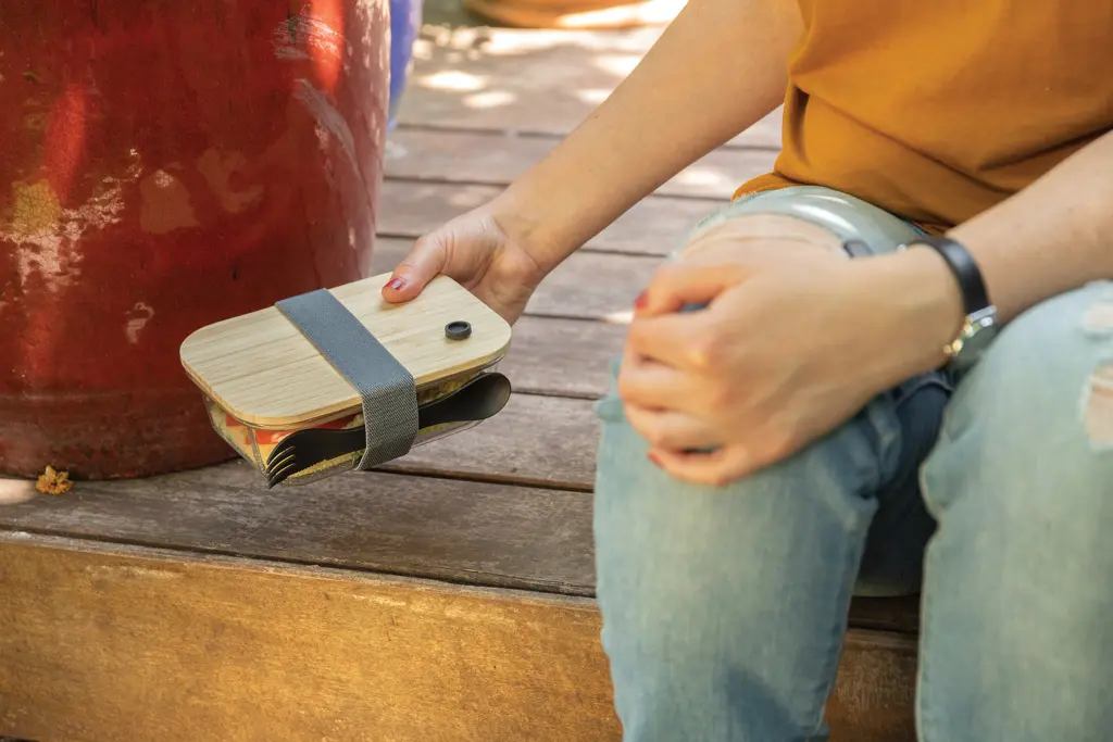 Staklena kutija za ručak s poklopcem od bambusa P269.56 transparent-8