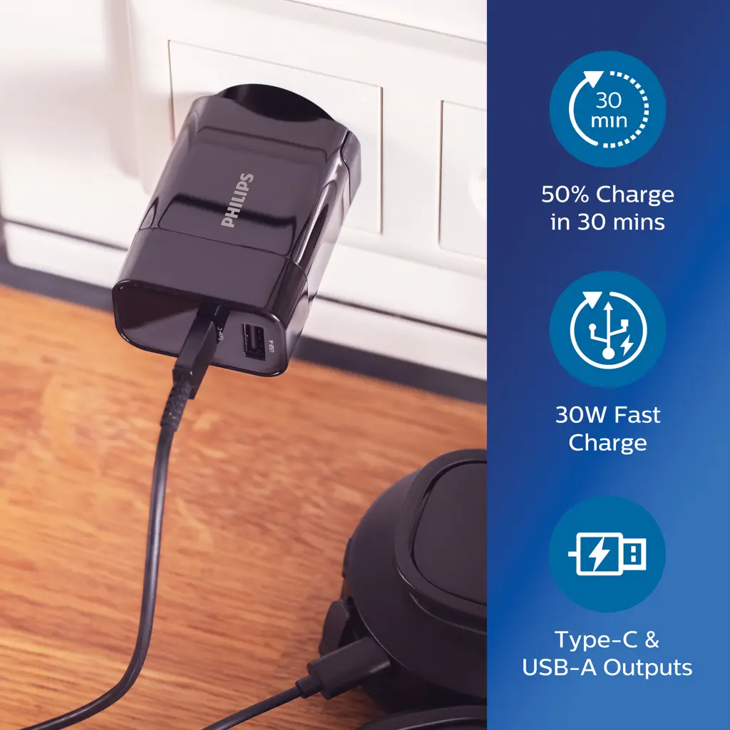 Zidni punjač Philips ultrabrzi PD P301.08 black-6