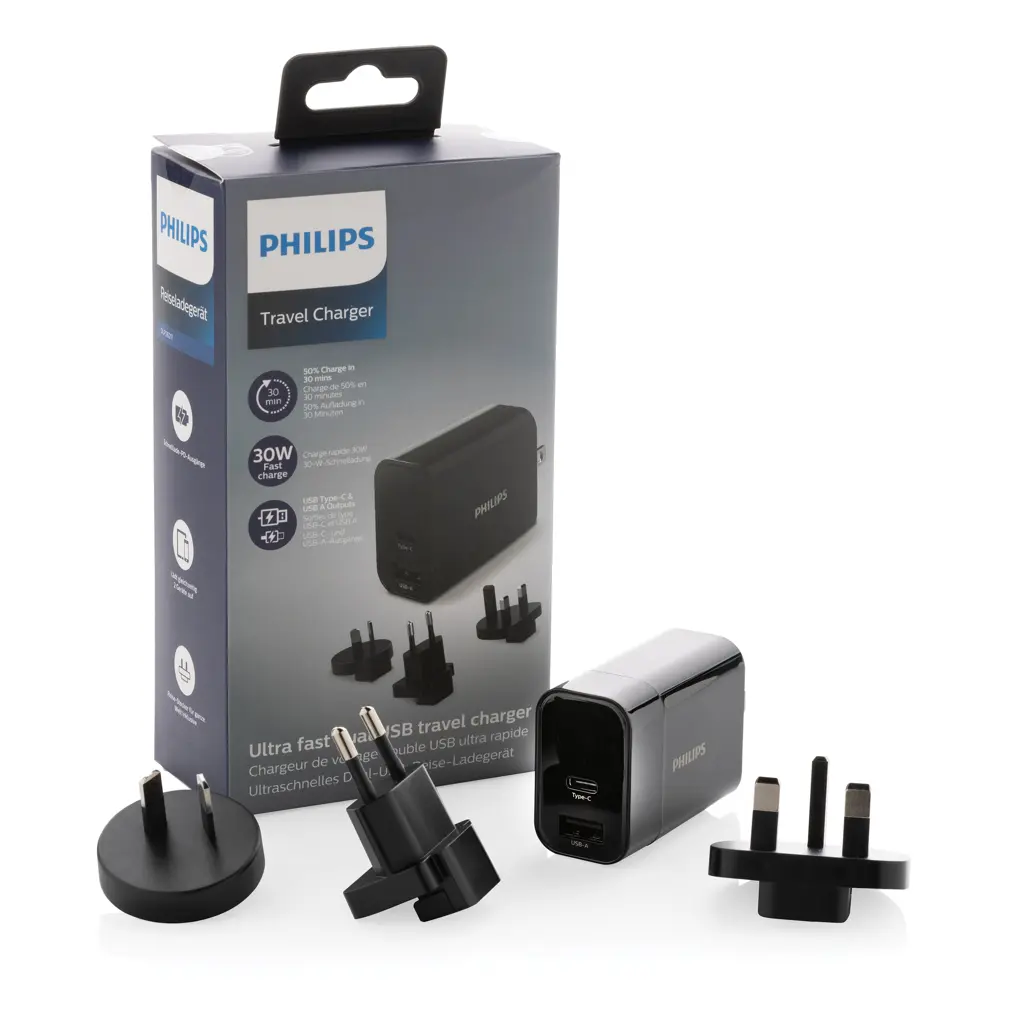 Ultra brzi putni adapter Philips P301.18 black-7