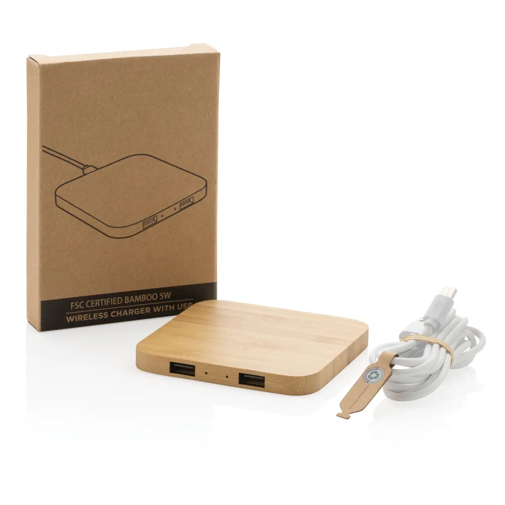 Bežični punjač s USB-om 5W P308.14 brown-10