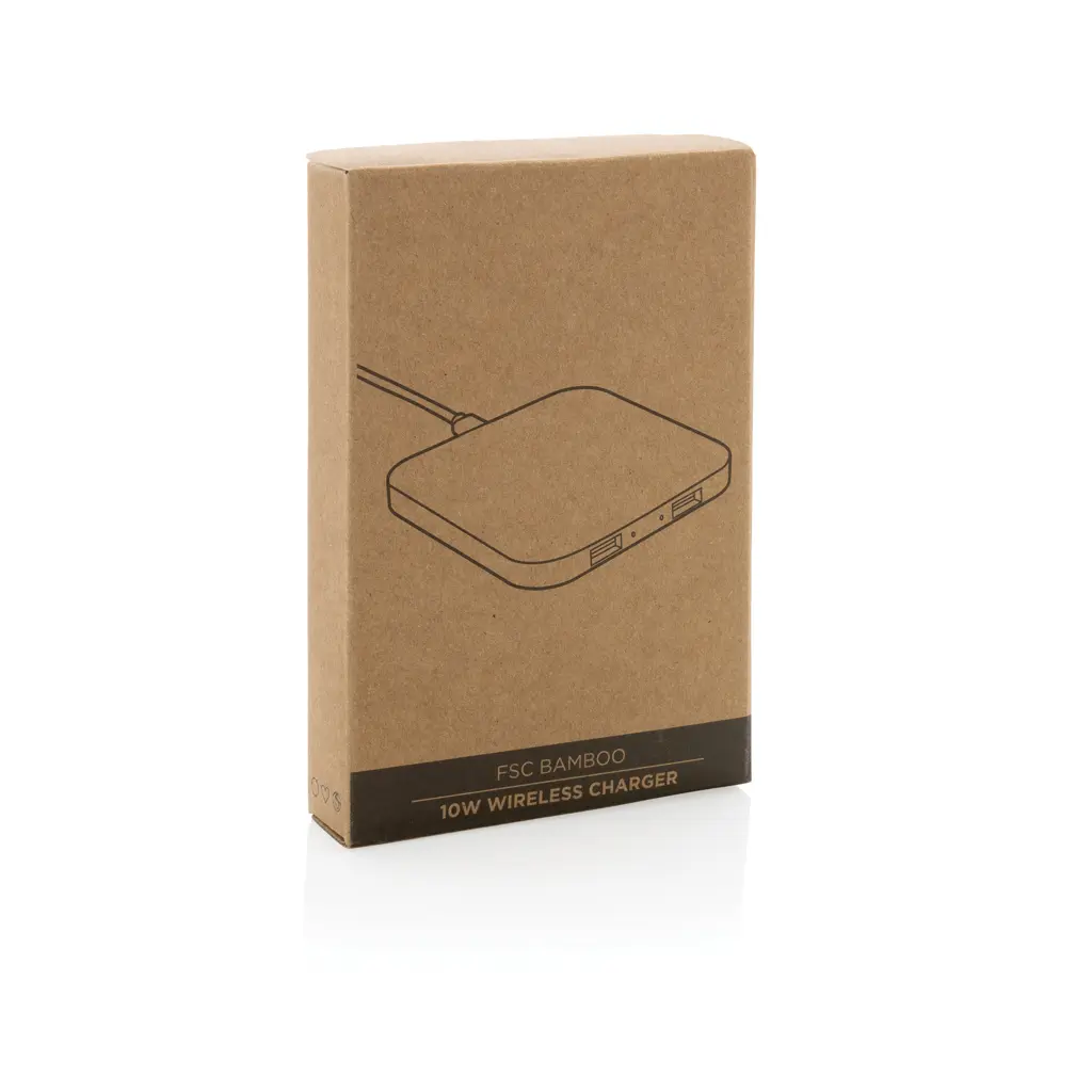 Bežični punjač od bambusa 10 W s USB-om P308.37 brown-10
