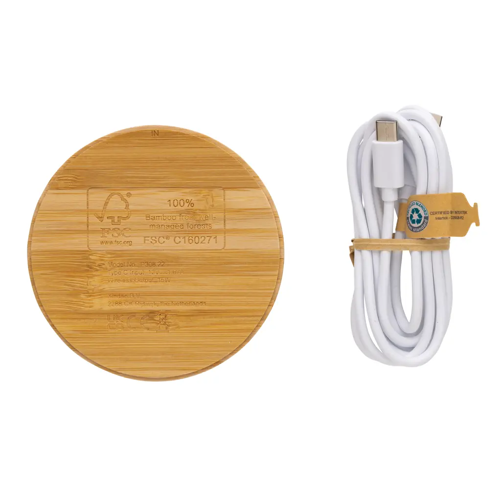 Bežični punjač od bambusa 15W P308.38 brown-4