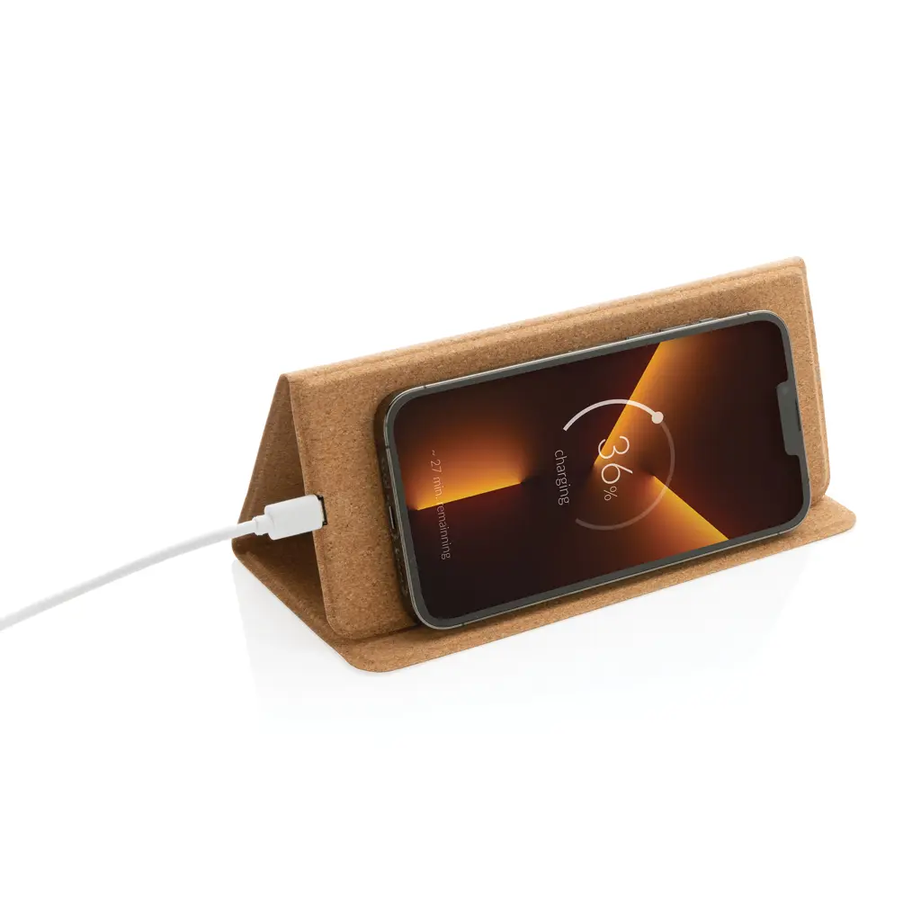 Podloga za miš od pluta i stalak za bežično punjenje od 10 W P308.51 brown-6