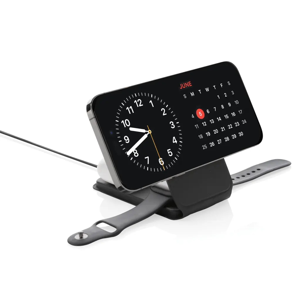 Magnetni bežični punjač 15W 3u1 Swiss Peak RCS P308.54 black-2