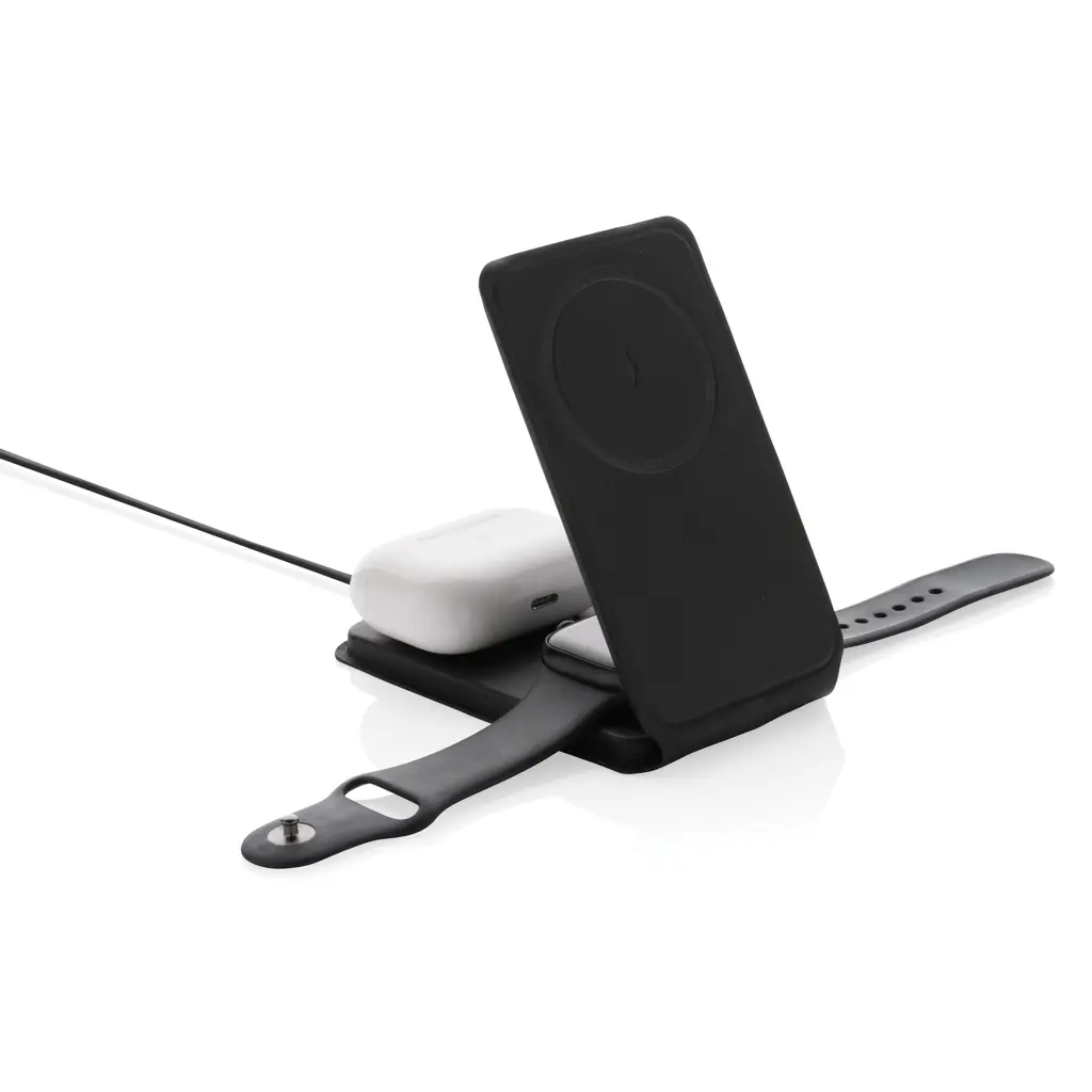 Magnetni bežični punjač 15W 3u1 Swiss Peak RCS P308.54 black-7