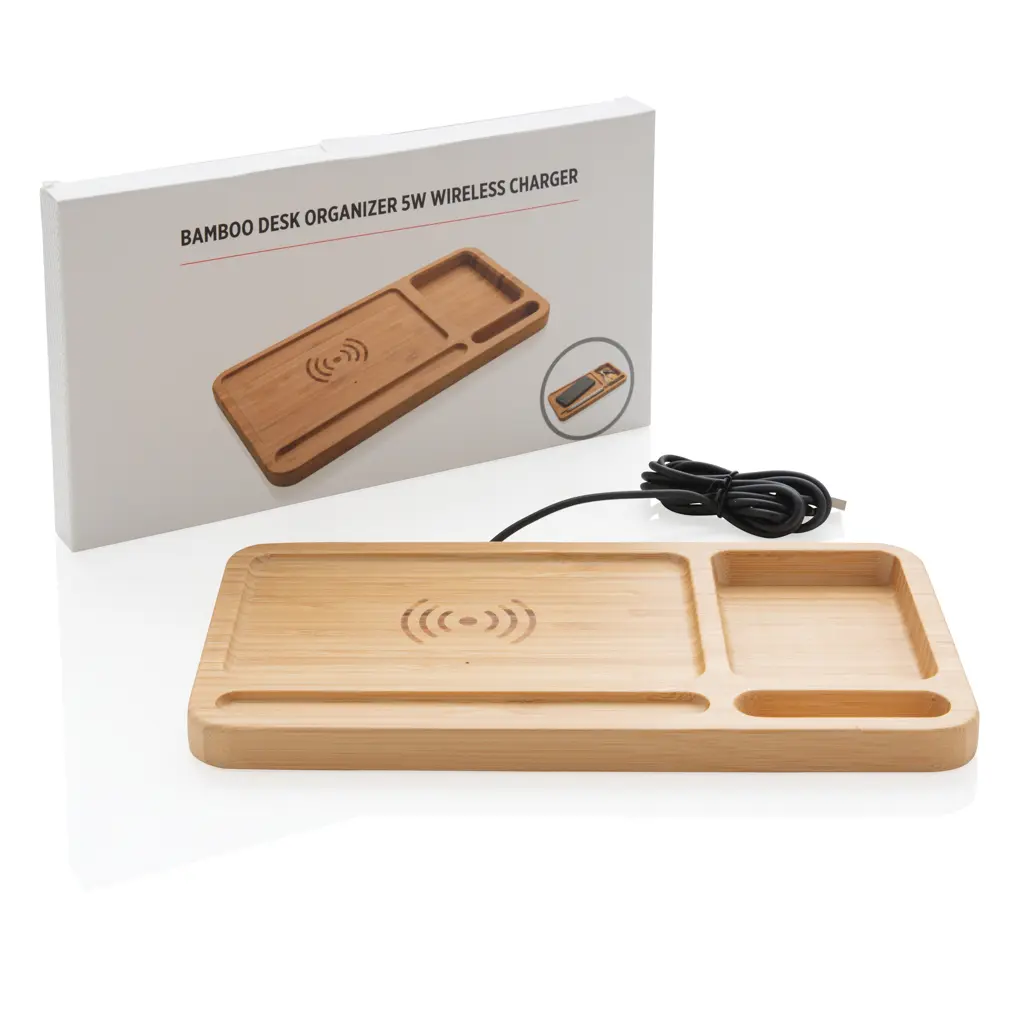 Stolni organizator od bambusa 5W bežični punjač P308.62 brown-9