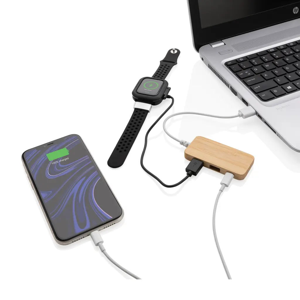 Type-C USB hub od bambusa P308.73 brown-4