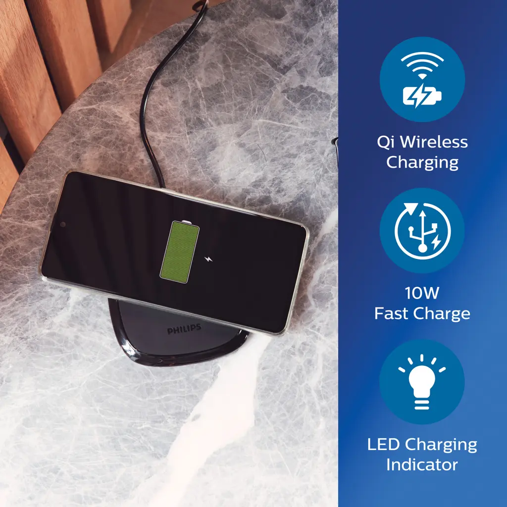 Bežični punjač Philips 10W Qi P308.74 black-5