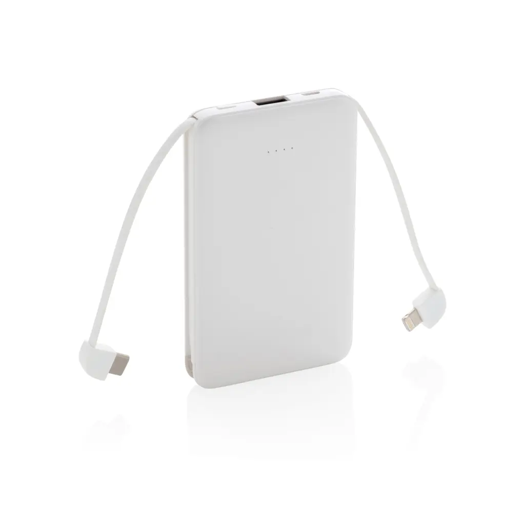 Power bank s integriranim kablovima 5.000 mAh džepni P322.08 white-1
