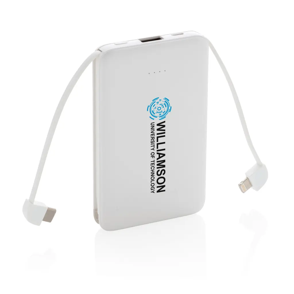 Power bank s integriranim kablovima 5.000 mAh džepni P322.08 white-3