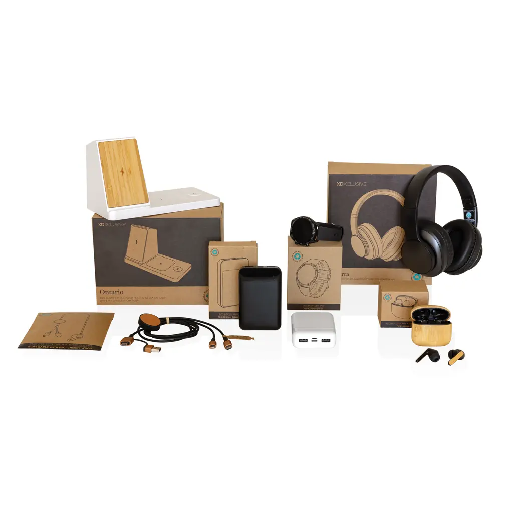 TWS slušalice od RCS reciklirane plastike i bambusa P329.93 brown-10