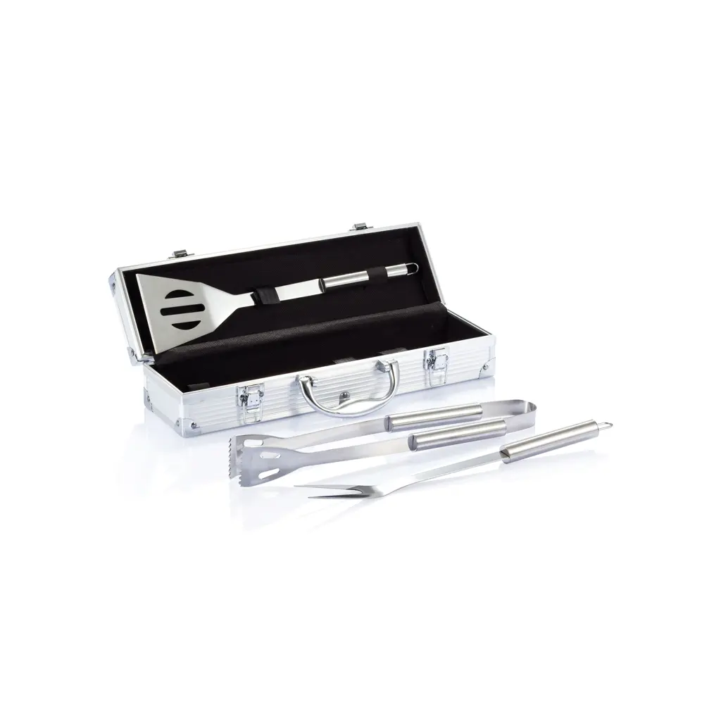 Set za roštilj od 3 kom u aluminijskoj kutiji P422.17 silver-1