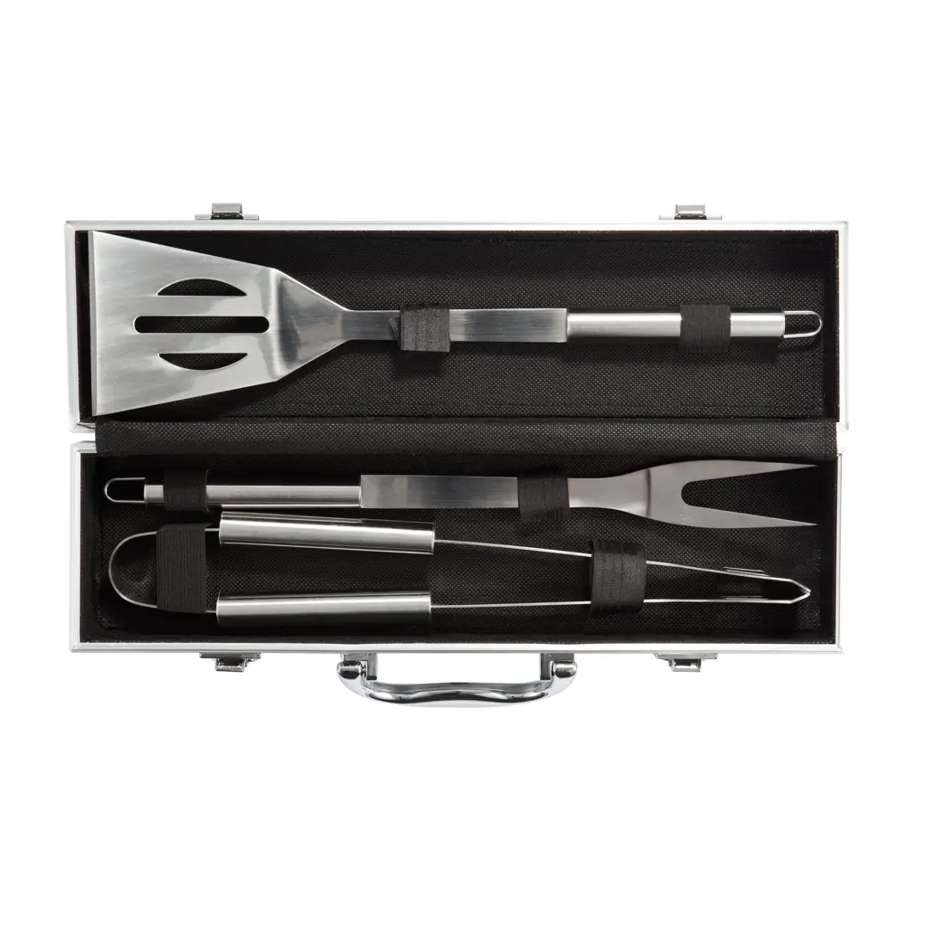 Set za roštilj od 3 kom u aluminijskoj kutiji P422.17 silver-4