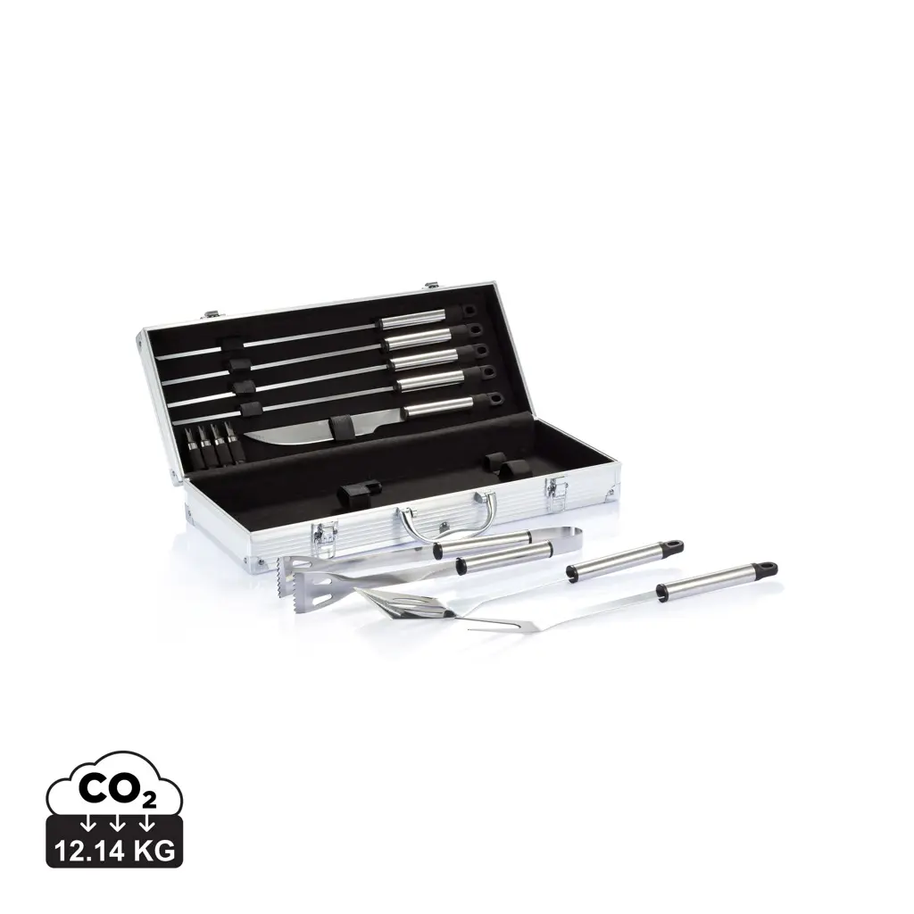 Set za roštilj od 12 komada u aluminijskoj kutiji P422.18 silver-0