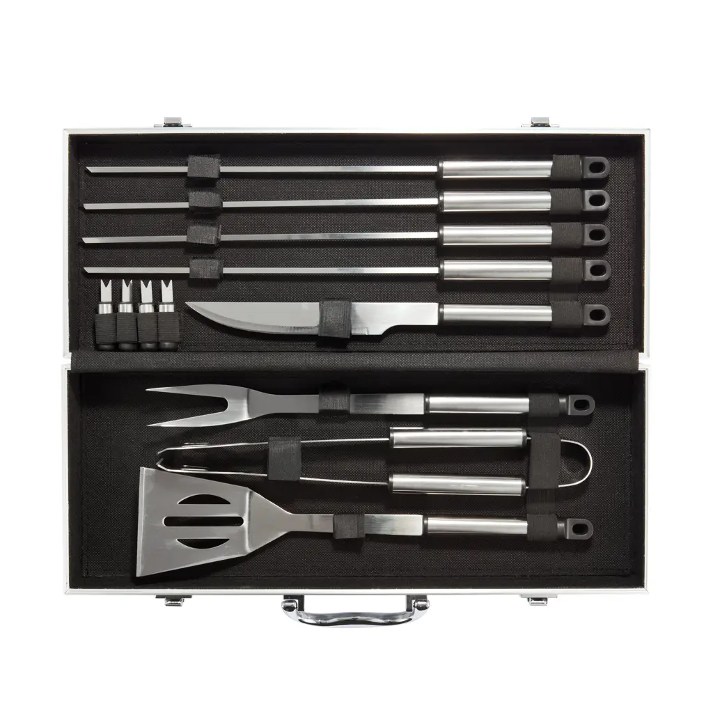 Set za roštilj od 12 komada u aluminijskoj kutiji P422.18 silver-4
