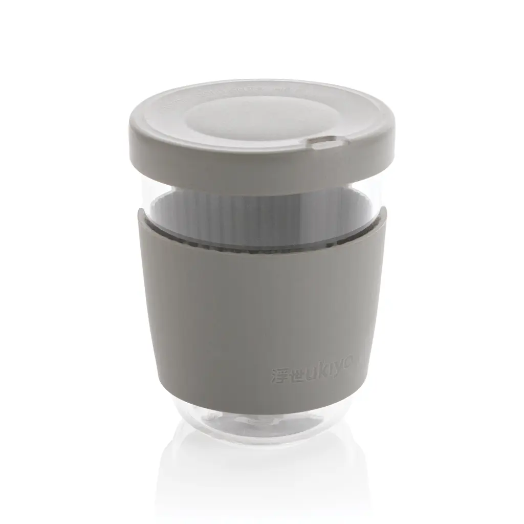 Čaša sa silikonskim poklopcem i navlakom, 360 ml Ukiyo P432.70 grey-1