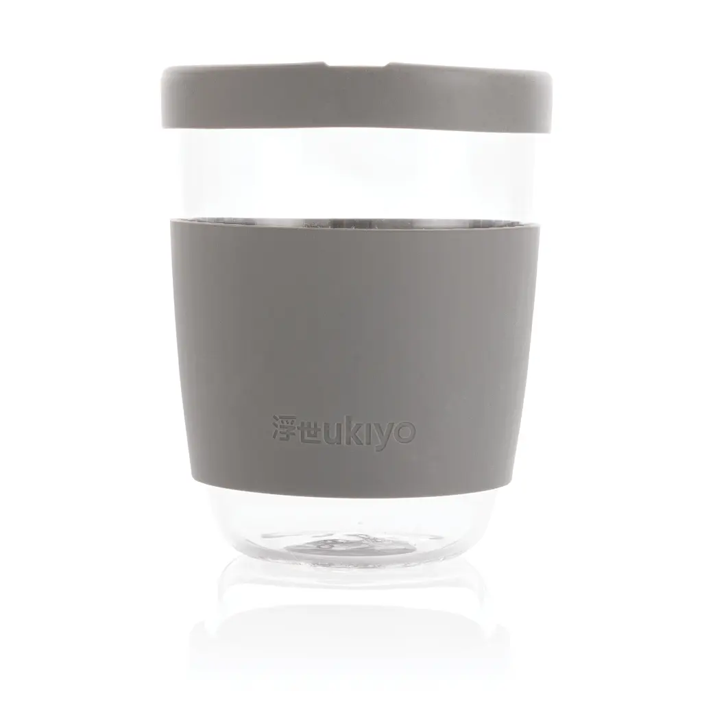 Čaša sa silikonskim poklopcem i navlakom, 360 ml Ukiyo P432.70 grey-2