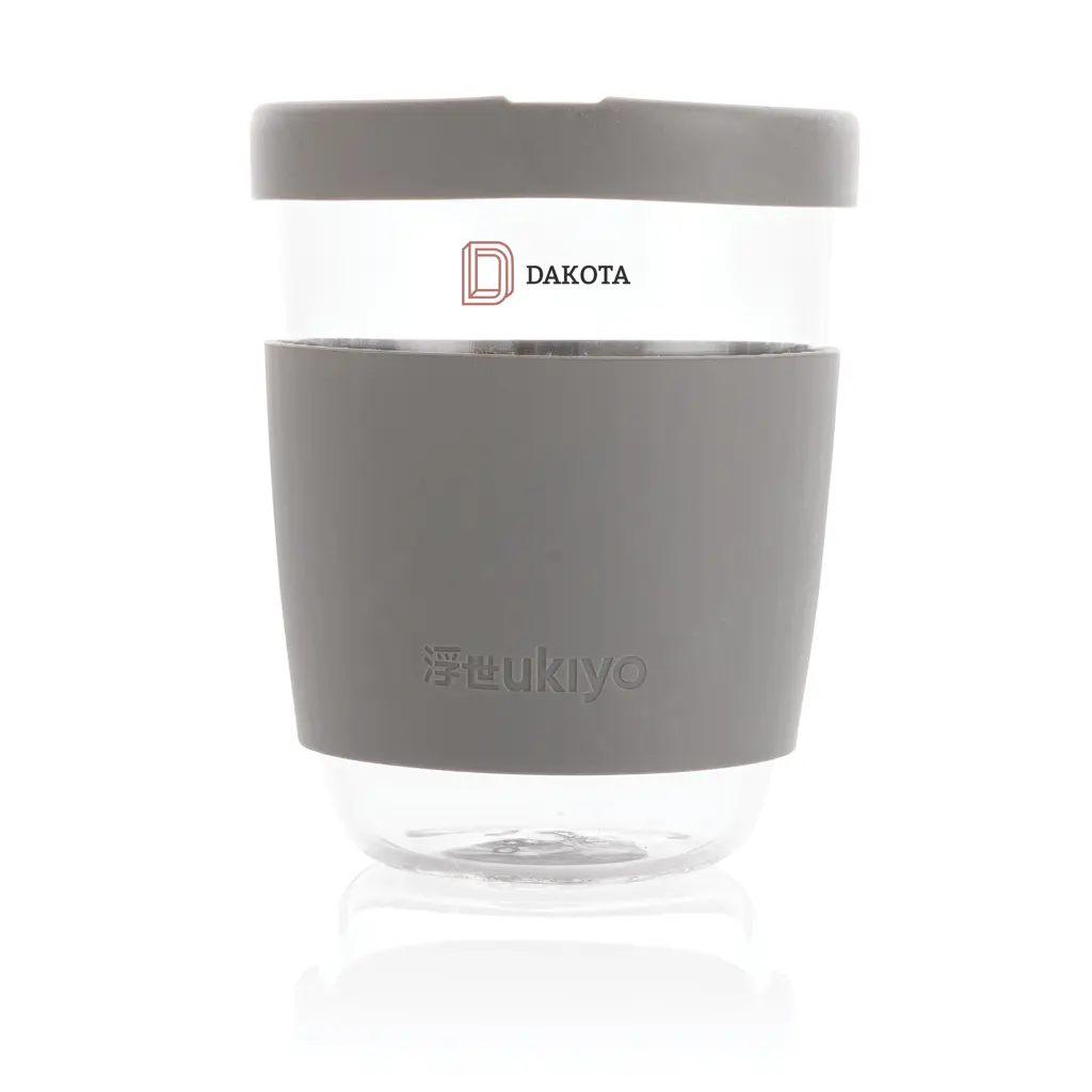 Čaša sa silikonskim poklopcem i navlakom, 360 ml Ukiyo P432.70 grey-3