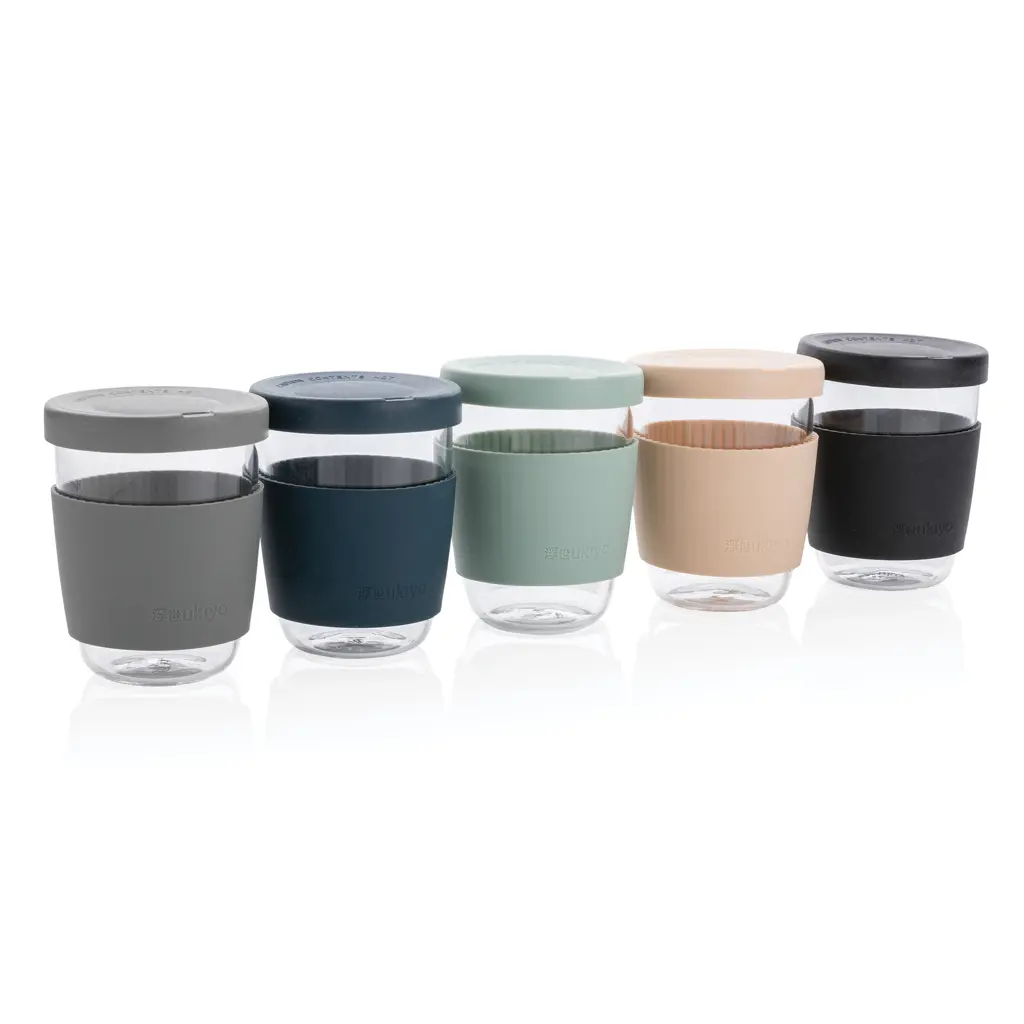 Čaša sa silikonskim poklopcem i navlakom, 360 ml Ukiyo P432.70 grey-6