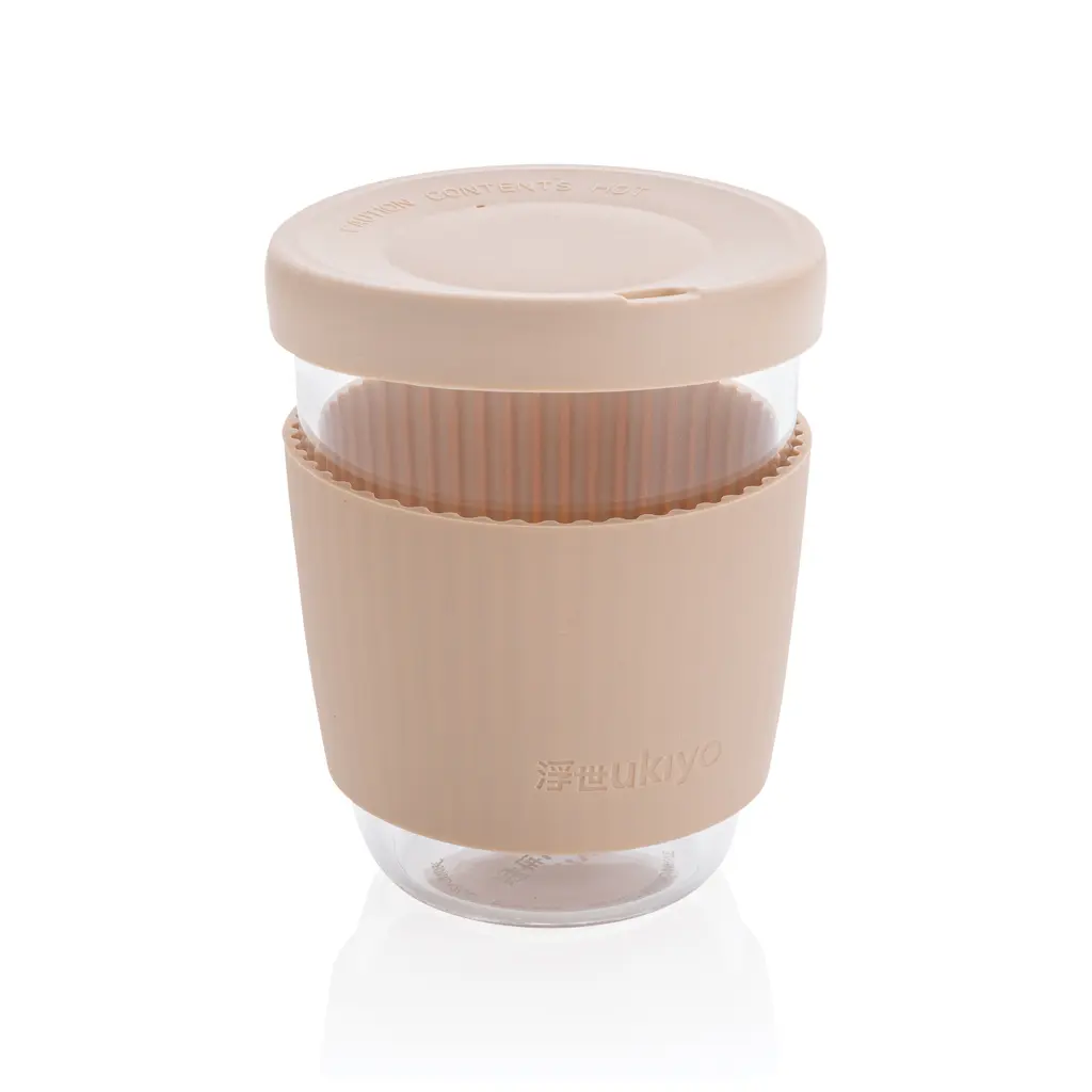 Čaša sa silikonskim poklopcem i navlakom, 360 ml Ukiyo P432.70 brown-1