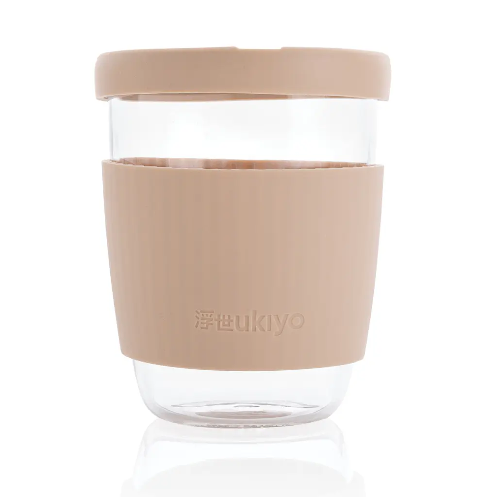 Čaša sa silikonskim poklopcem i navlakom, 360 ml Ukiyo P432.70 brown-2