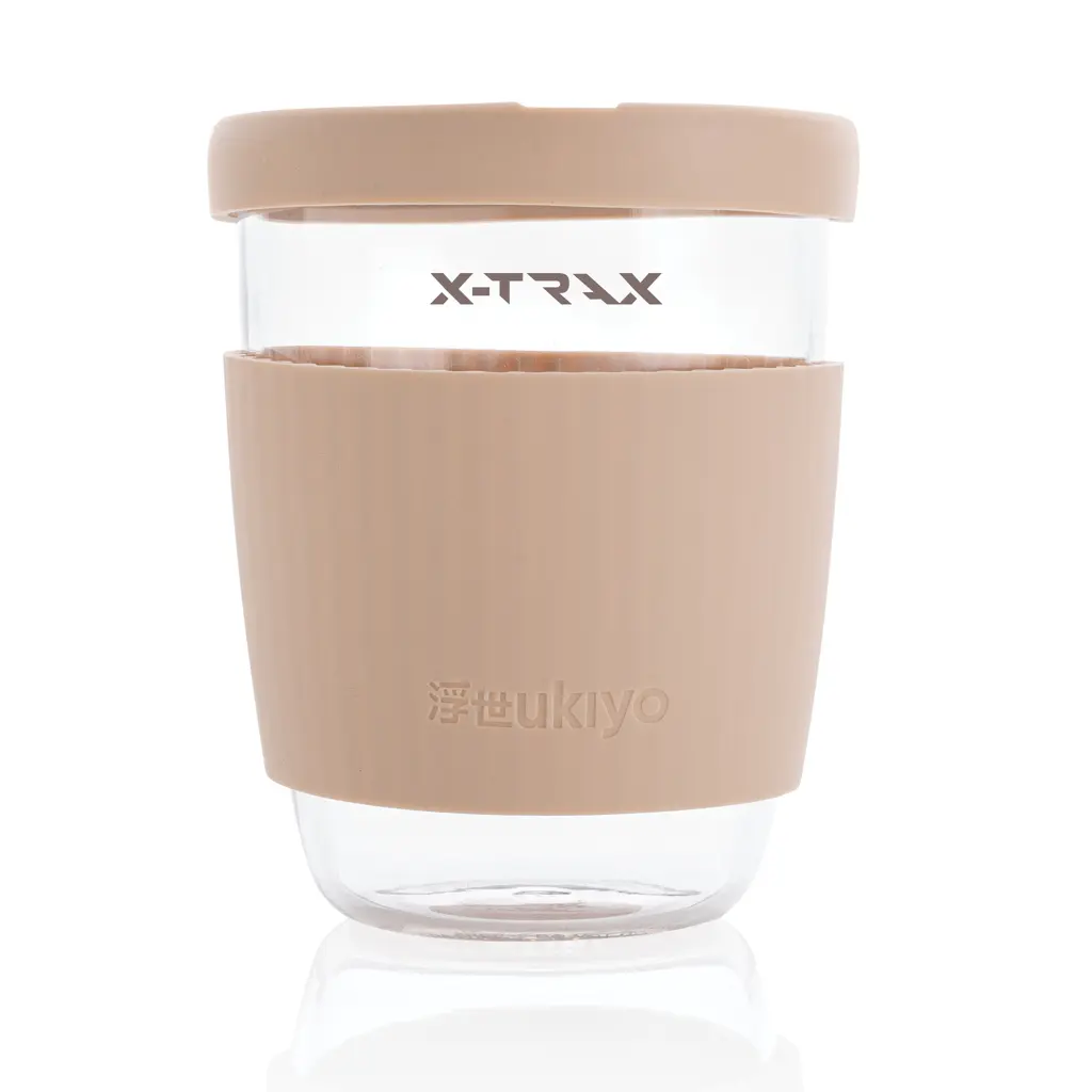 Čaša sa silikonskim poklopcem i navlakom, 360 ml Ukiyo P432.70 brown-3