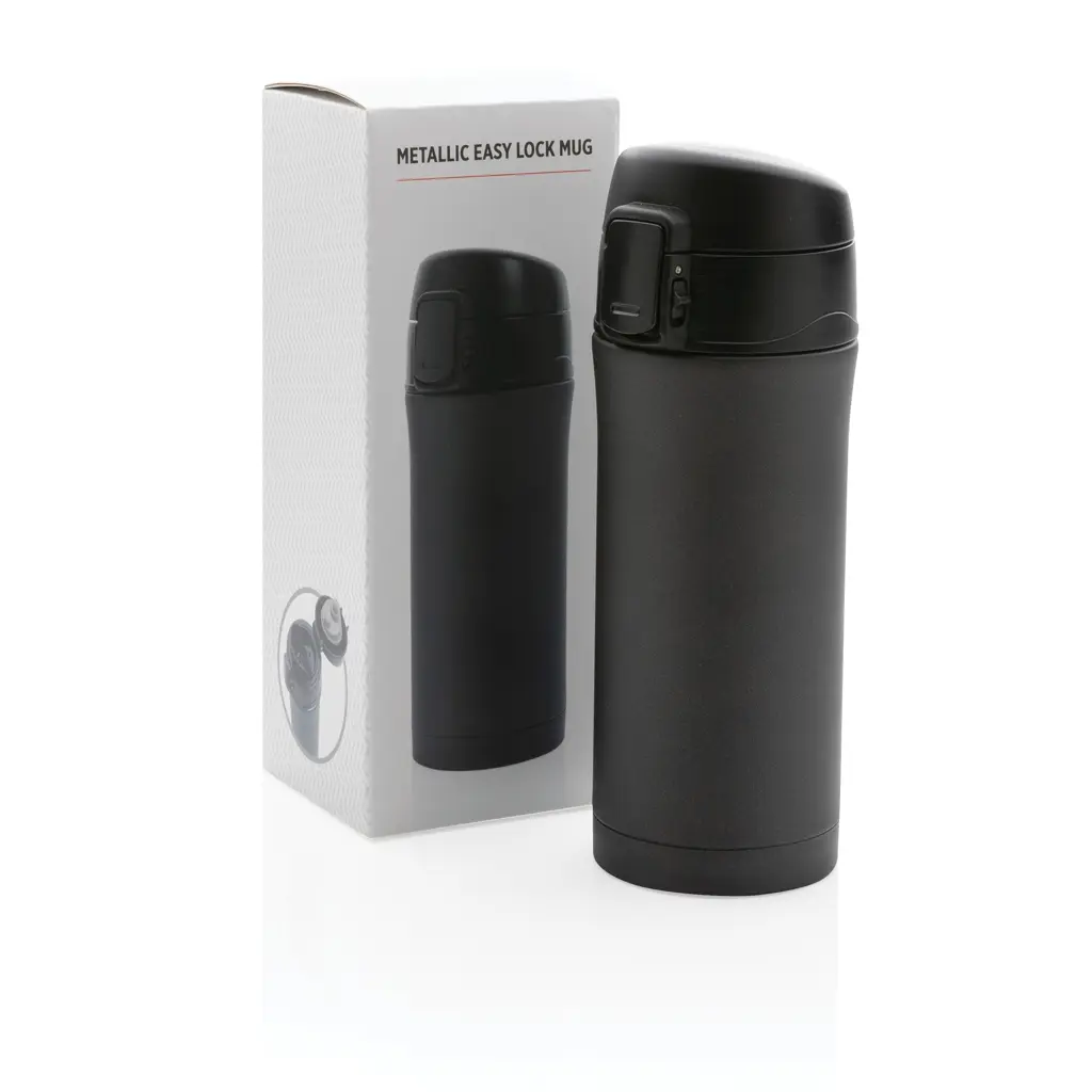 Metalna termo šalica s jednostavnim zaključavanjem P432.76 black-11