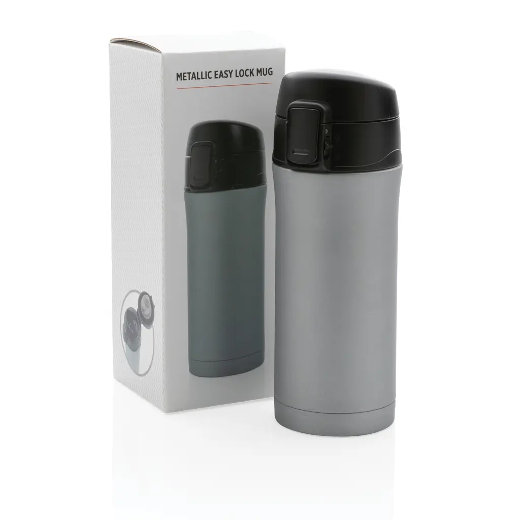 Metalna termo šalica s jednostavnim zaključavanjem P432.76 grey-11