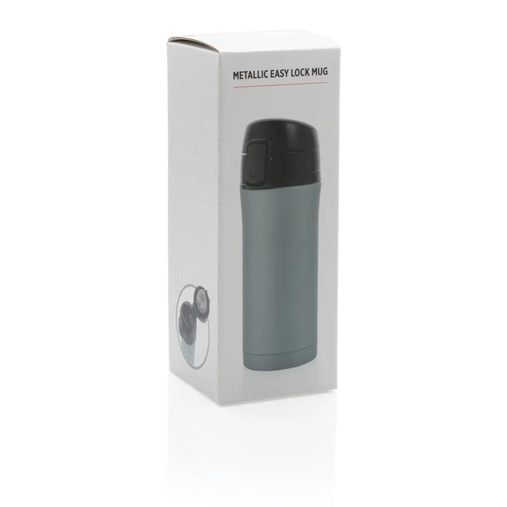 Metalna termo šalica s jednostavnim zaključavanjem P432.76 grey-12