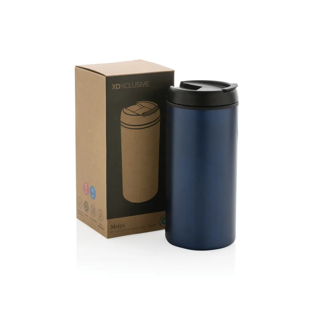 Termo čaša od recikliranog nehrđajućeg čelika Metro RCS P435.04 blue-7