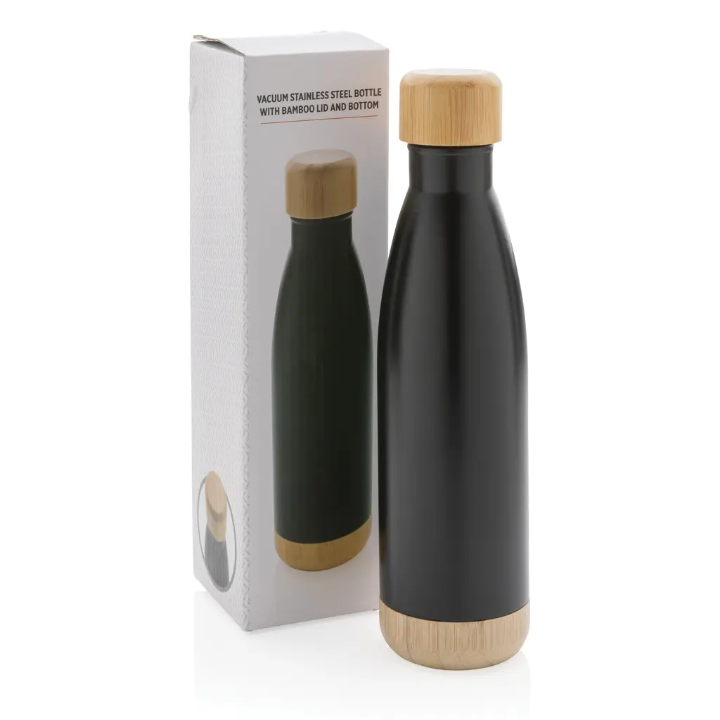 Promotivna termosica s poklopcem i dnom od bambusa P436.79 black-9