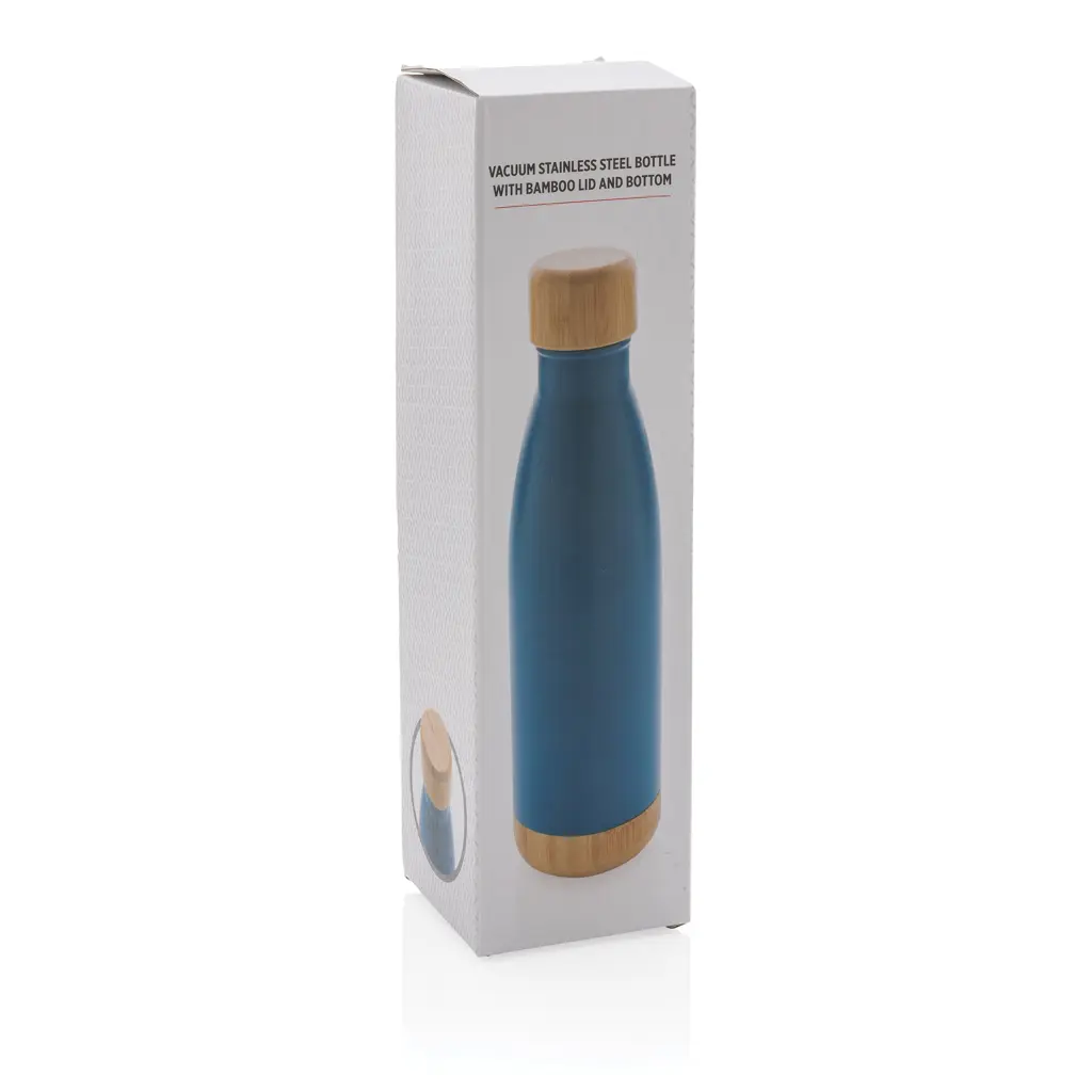 Promotivna termosica s poklopcem i dnom od bambusa P436.79 blue-10