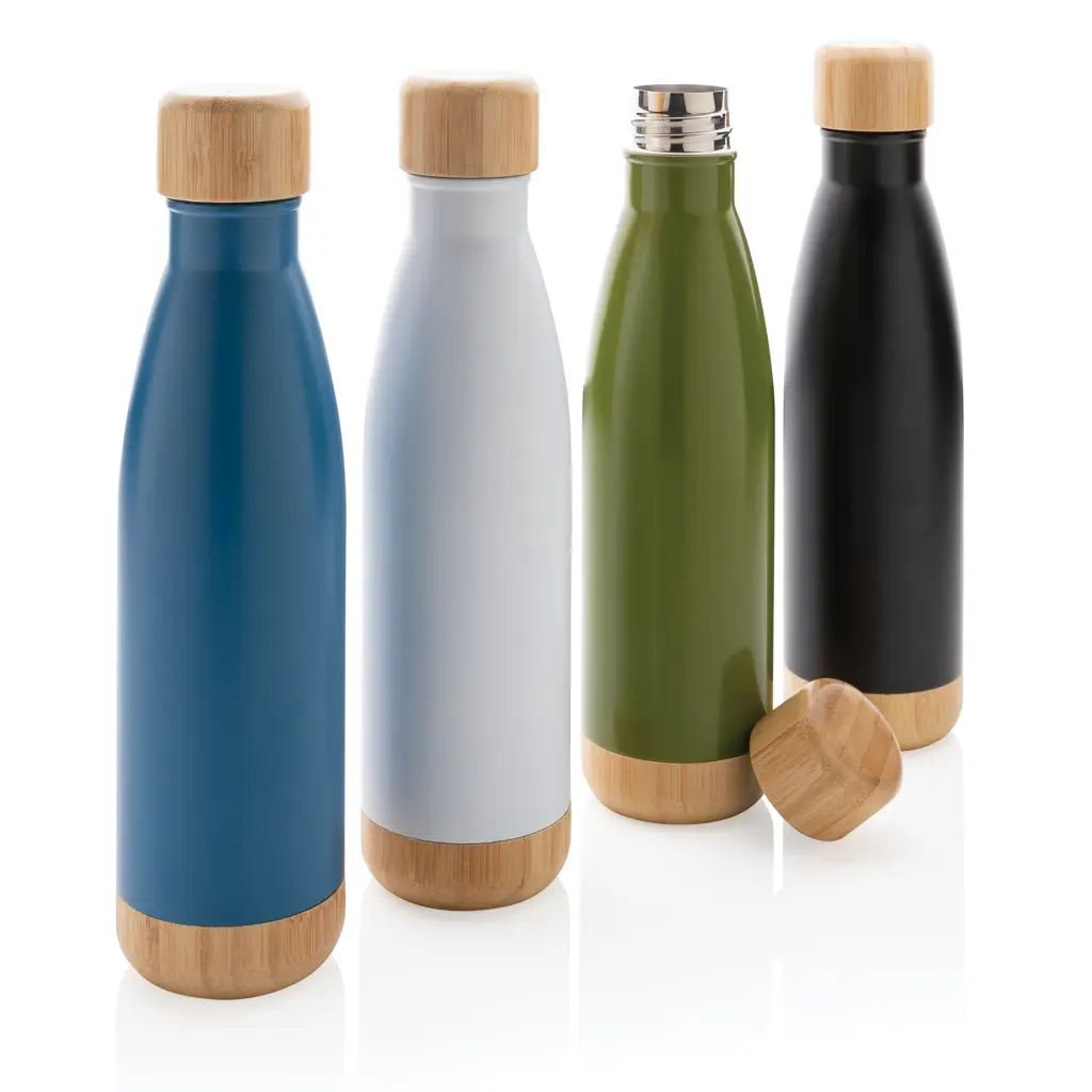 Promotivna termosica s poklopcem i dnom od bambusa P436.79 green-6