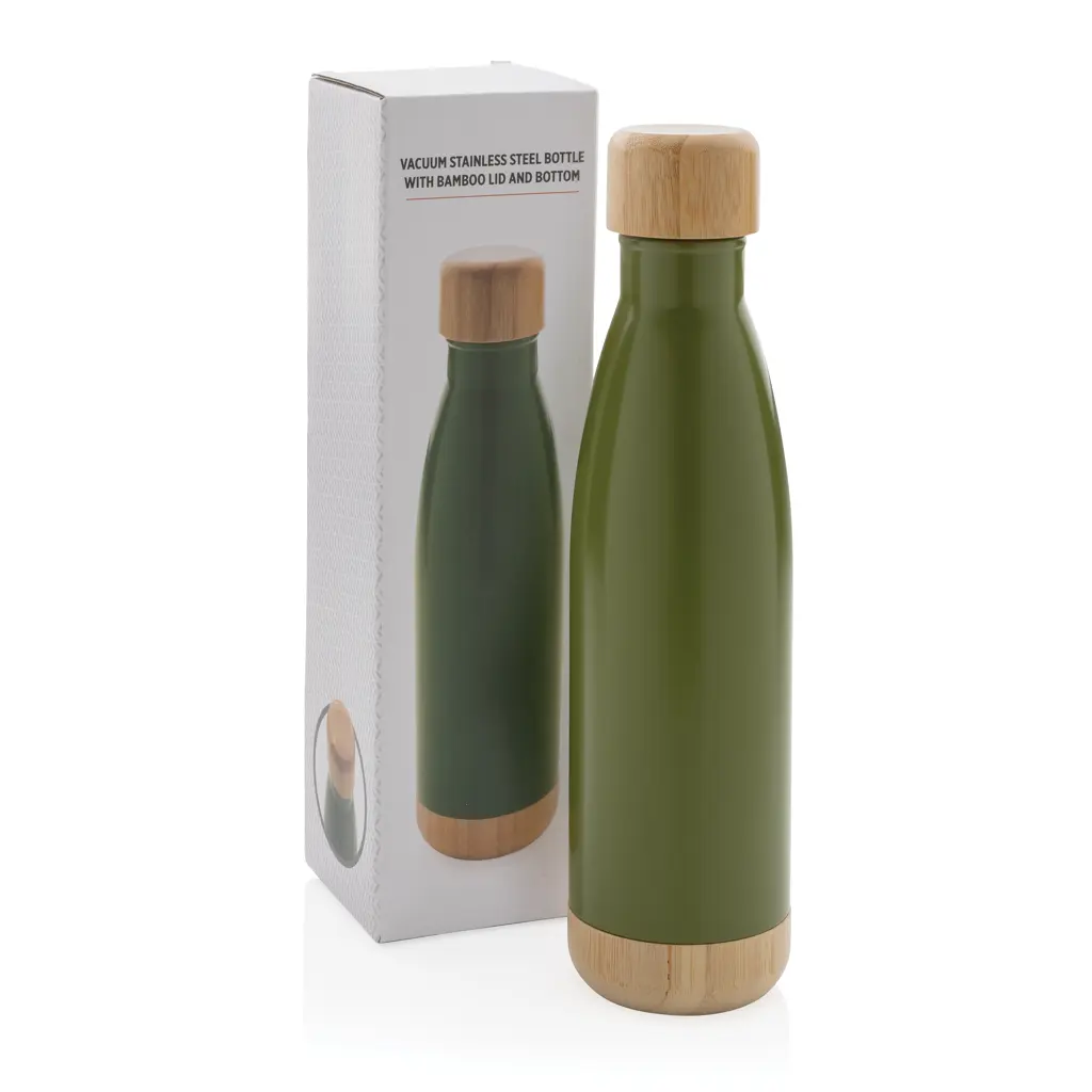 Promotivna termosica s poklopcem i dnom od bambusa P436.79 green-8