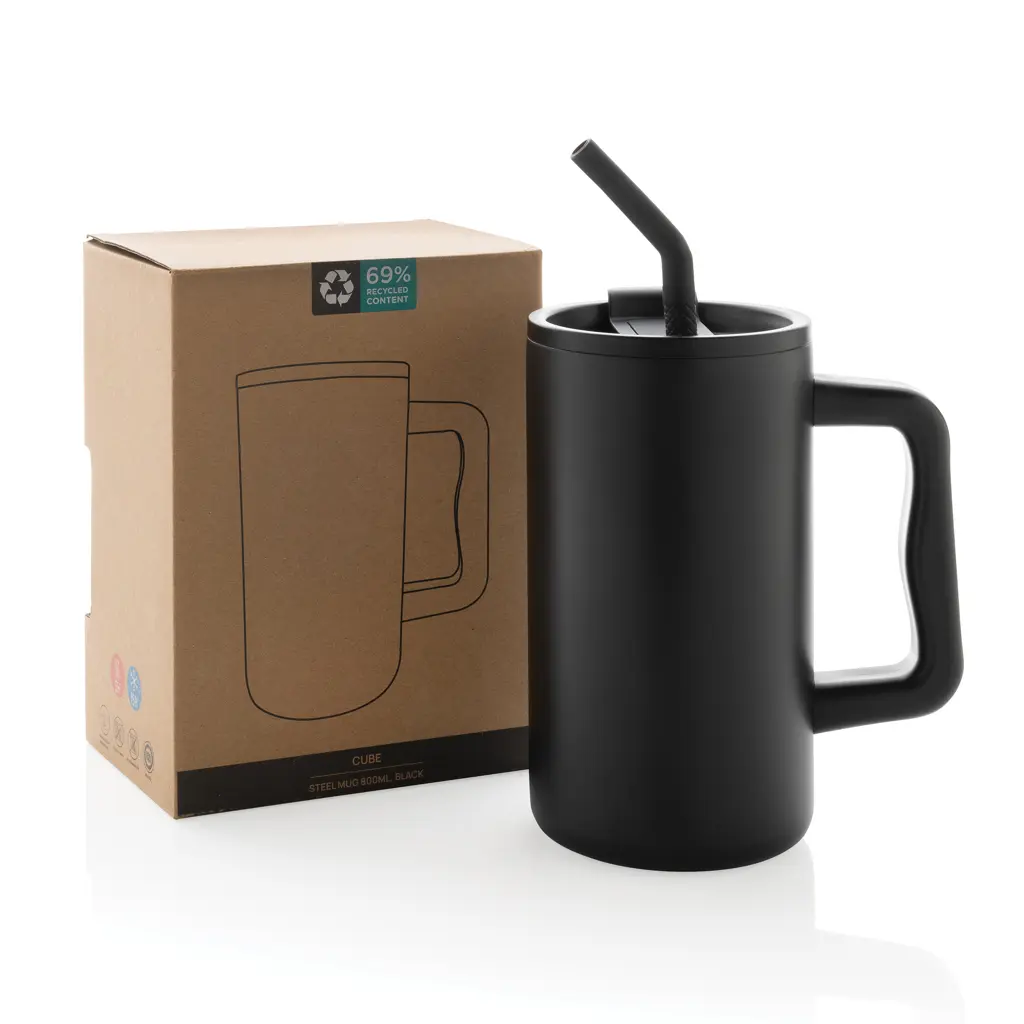 Termo šalica od recikliranog čelika 800 ml Cube RCS P437.31 black-19
