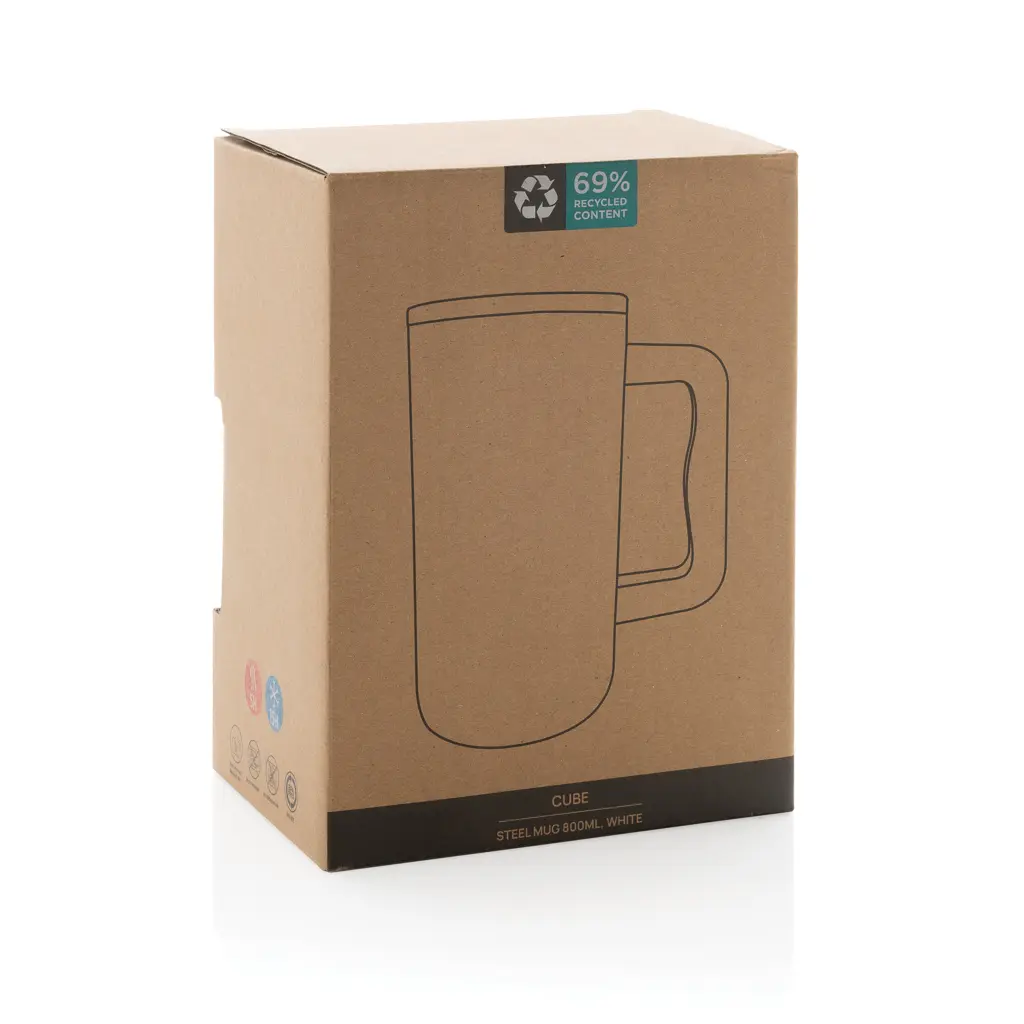 Termo šalica od recikliranog čelika 800 ml Cube RCS P437.31 white-14