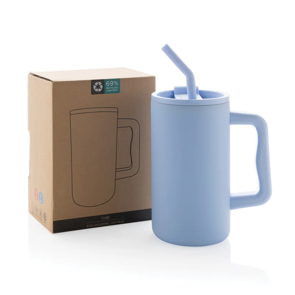 Termo šalica od recikliranog čelika 800 ml Cube RCS P437.31 light blue-18