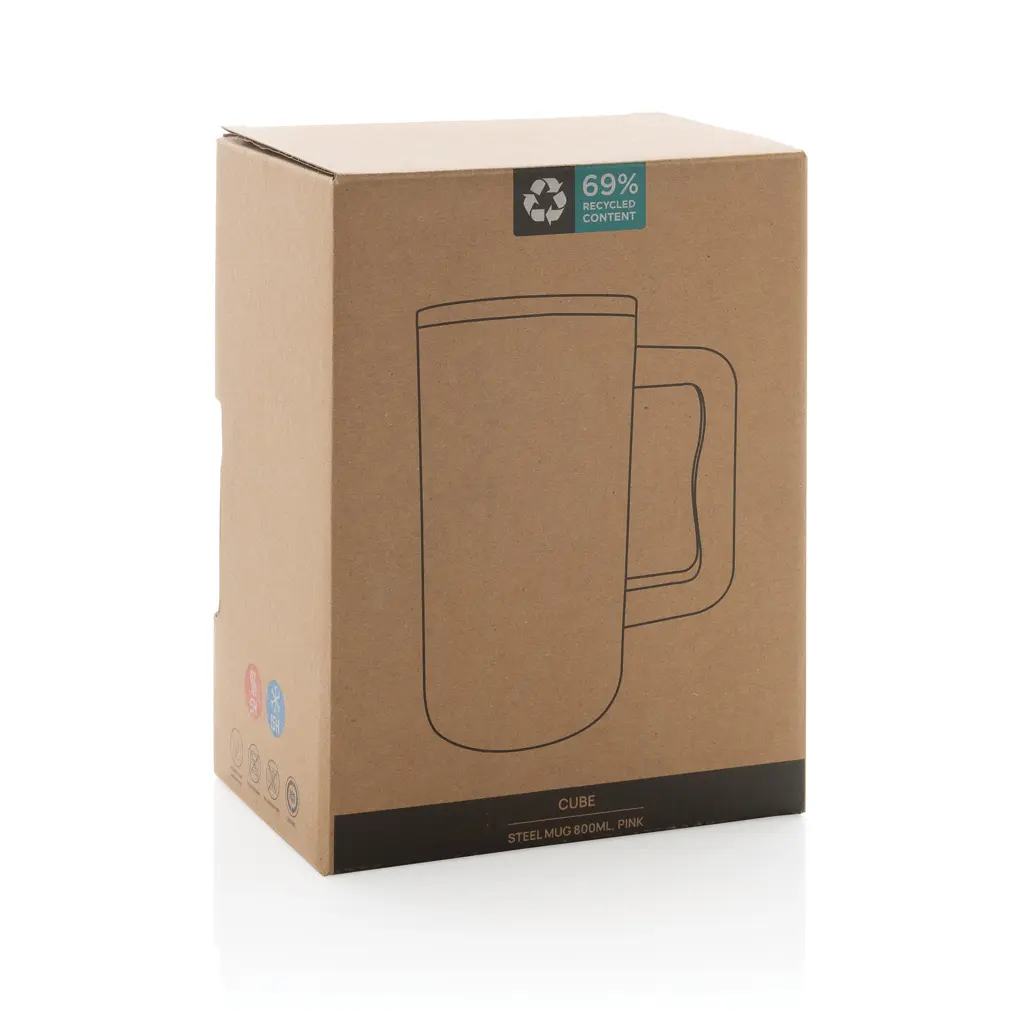 Termo šalica od recikliranog čelika 800 ml Cube RCS P437.31 pink-12