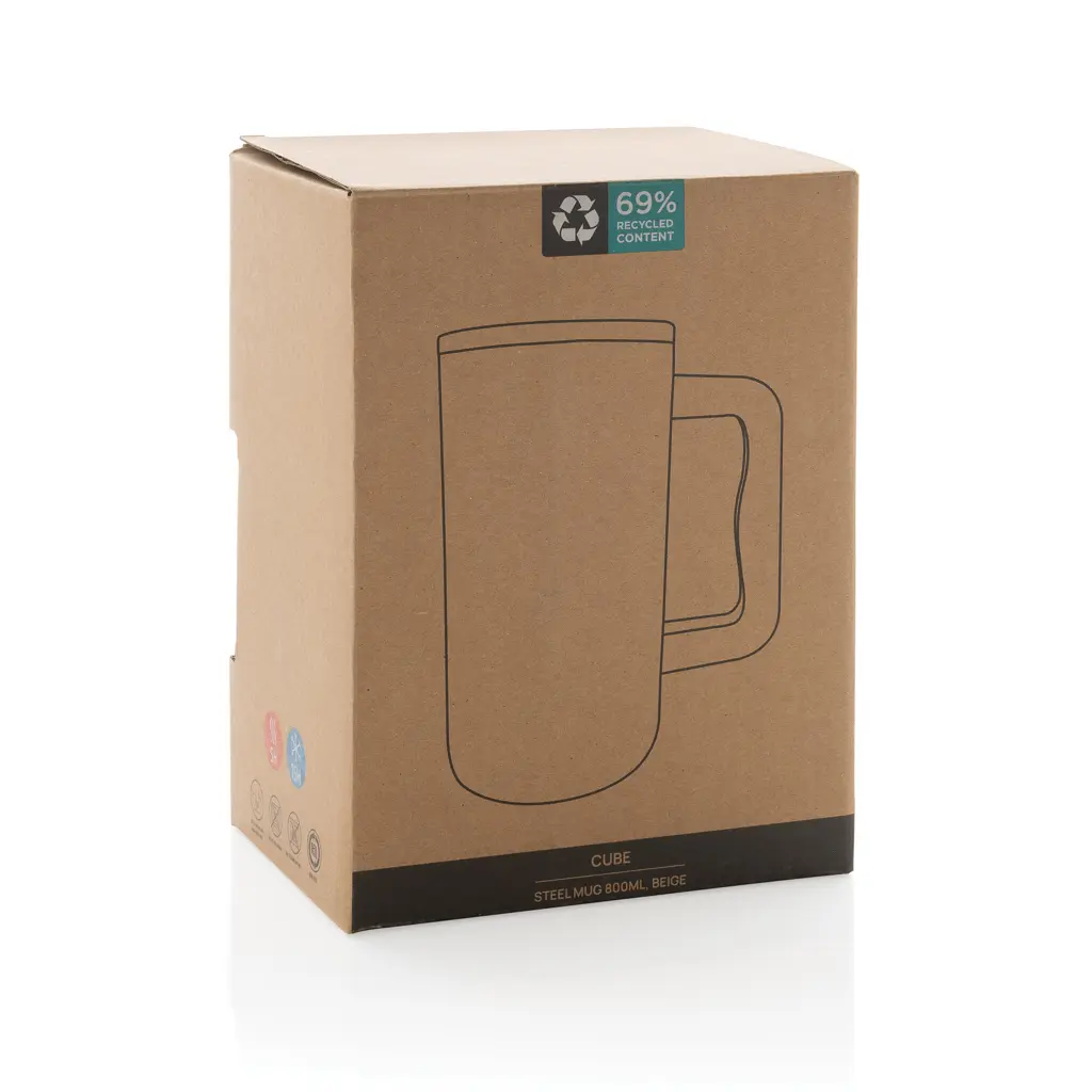 Termo šalica od recikliranog čelika 800 ml Cube RCS P437.31 beige-20