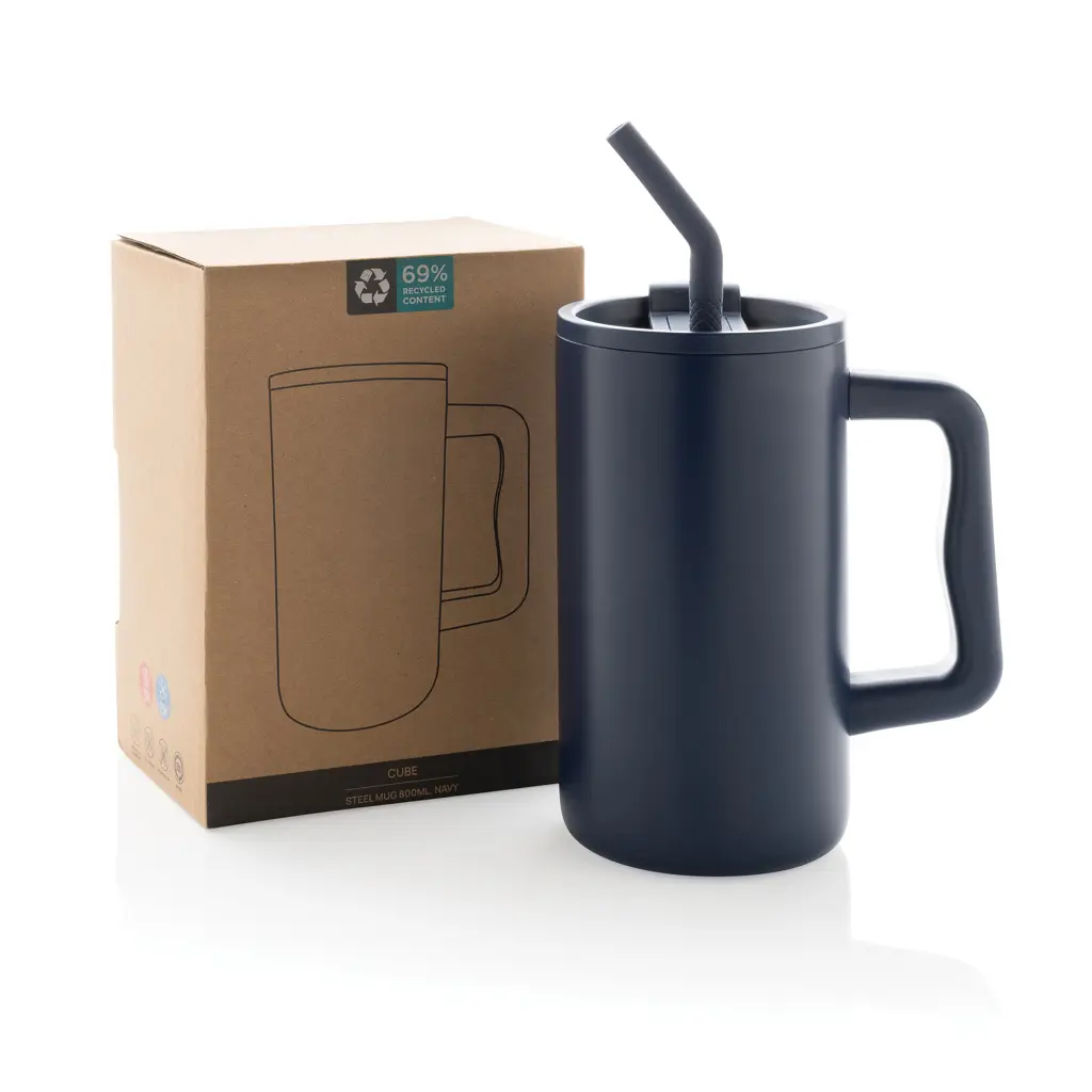 Termo šalica od recikliranog čelika 800 ml Cube RCS P437.31 navy-13