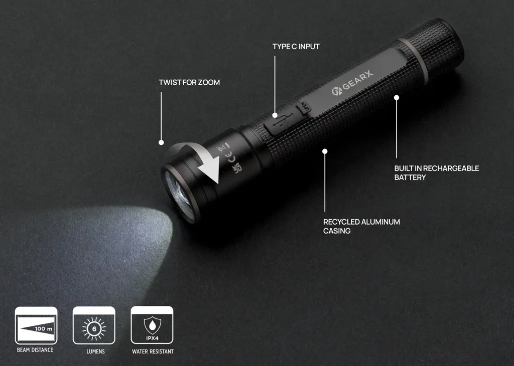 Punjiva USB svjetiljka Gear X RCS P513.90 black-11