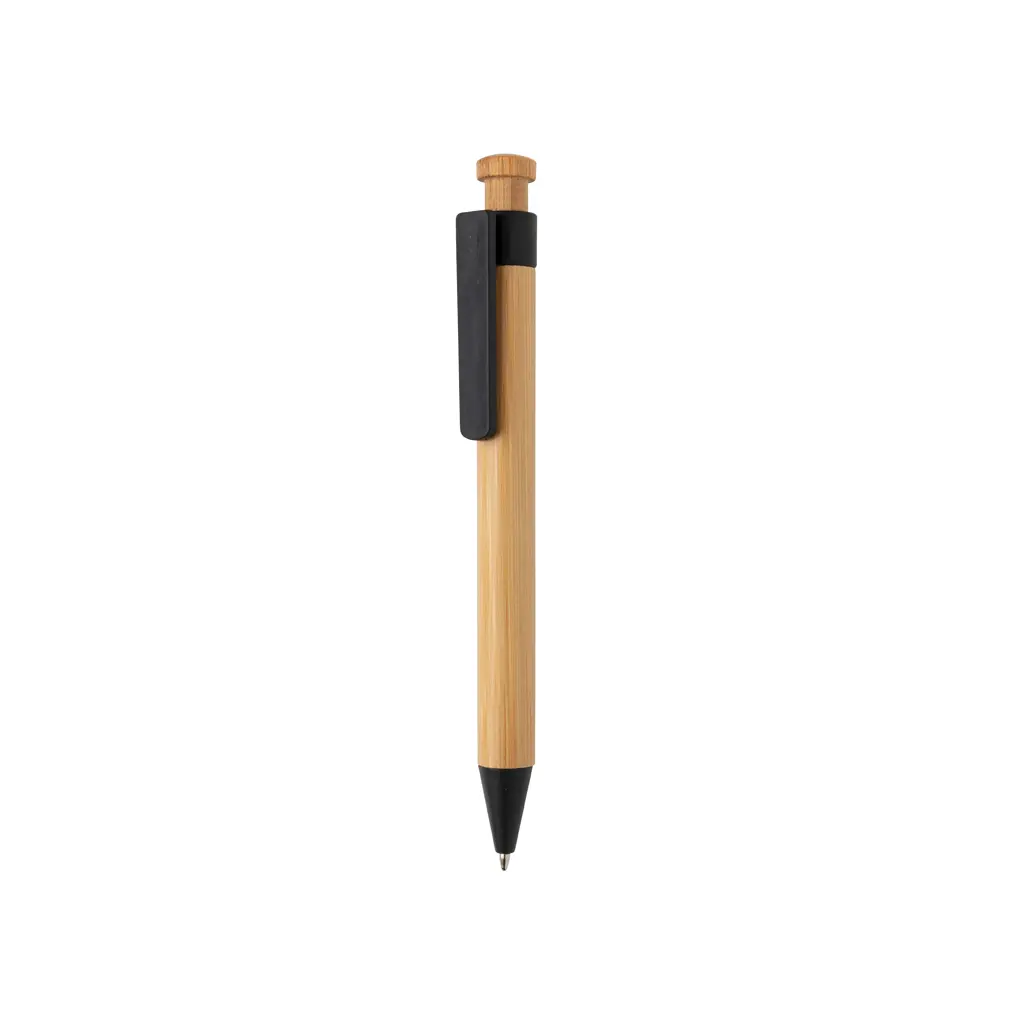 Kemijska olovka od bambusa sa klipsom od pšenične slame P610.54 black-1